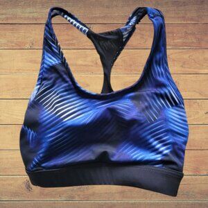 Rise by LuLaRoe Blue Black Silver Racer Back Padded Sports Bra size Small